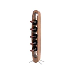Max Levi Provence American Walnut wood wine rack, wine stand rack, a wine rack, silver stand, corner image with bottles