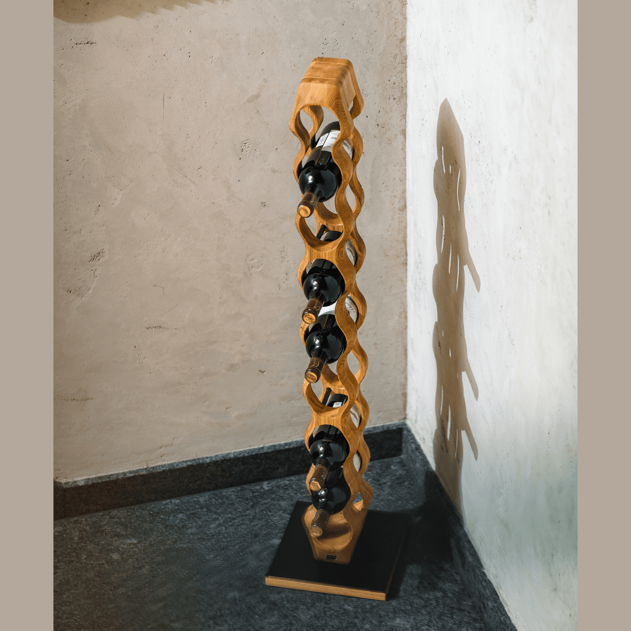 Max Levi Trim 9 Select Oak wood wine rack, wine stand rack, a wine rack, lifestyle image