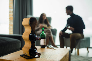Tabletop, Benchtop, Countertop, wine rack, Max Levi Harmony Select Oak, Luxury Living, Minimalist, designer decorative wine stand rack.