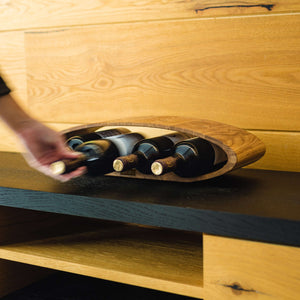 Max Levi Oblong Rustic Brushed Oak wood wine rack, wine stand rack, a wine rack, lifestyle image