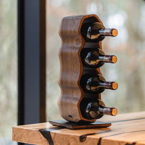 Max Levi Warp American Walnut wood wine rack, wine stand rack, a wine rack, lifestyle image