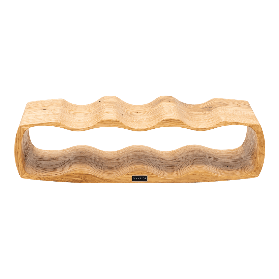 Max Levi Art Rustic Brushed Oak wood wine rack, wine stand rack, a wine rack, front image without bottles