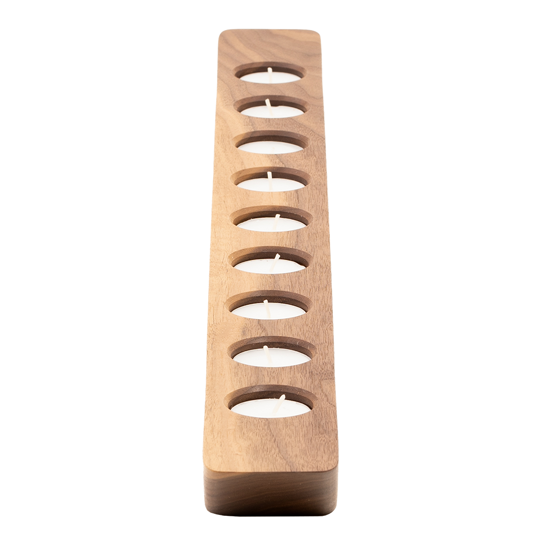 Max levi Balmy tea light candle holder, American Walnut, tea candle holder, vertical image