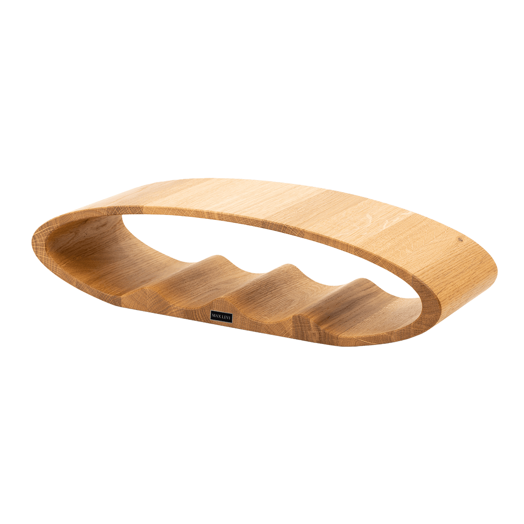 Max Levi Oblong Select Oak wood wine rack, wine stand rack, a wine rack, corner image without bottles